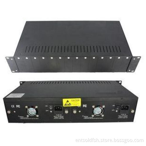 14 Slot Rackmount Chassis Fiber Optic Media Converter With